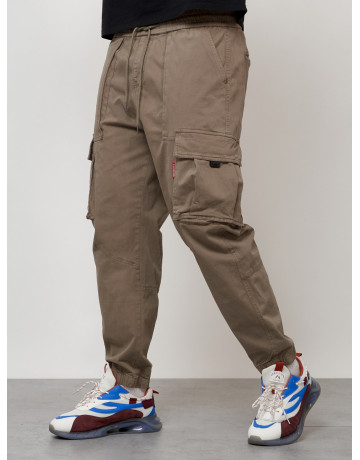 Мужские брюки карго с накладными карманами, бежевые. в Тюмени