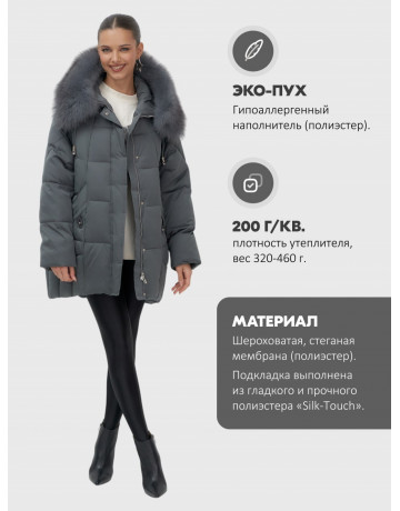 Пуховик с мехом песца зимний премиум-класса