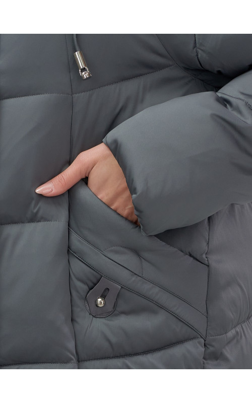 Пуховик с мехом песца зимний премиум-класса