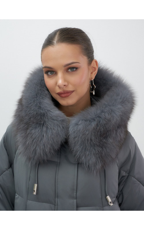 Пуховик с мехом песца зимний премиум-класса