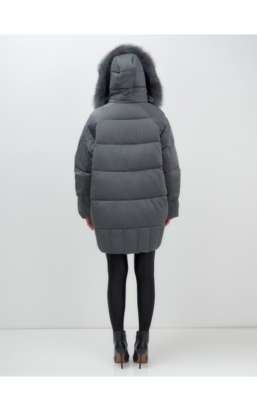 Пуховик с мехом песца зимний премиум-класса