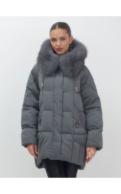 Пуховик с мехом песца зимний премиум-класса