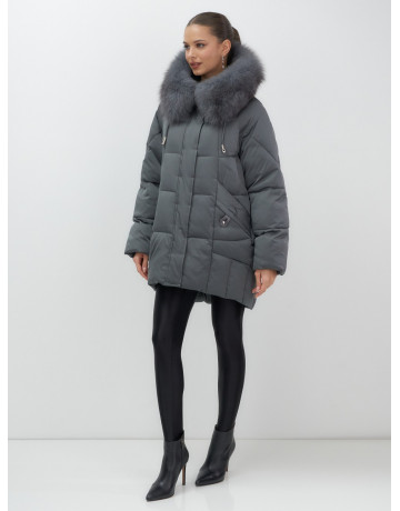 Пуховик с мехом песца зимний премиум-класса