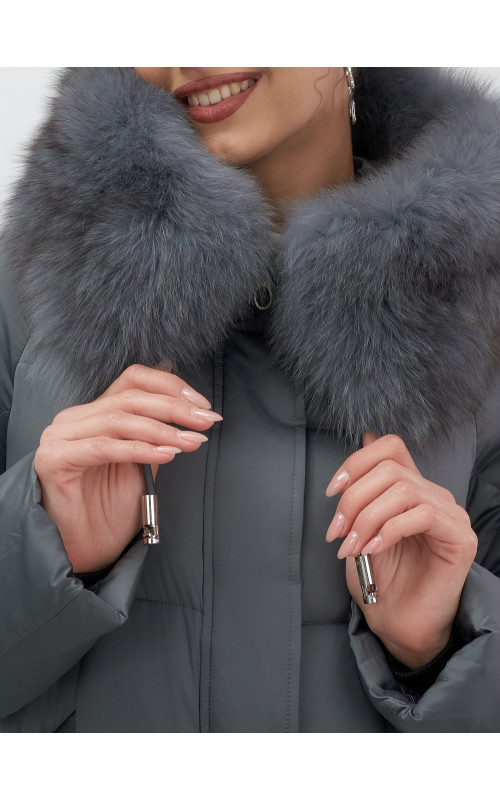 Пуховик с мехом песца зимний премиум-класса