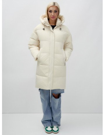 Зимняя куртка свободного кроя для женщин с трикотажными манжетами.