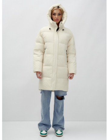 Зимняя куртка свободного кроя для женщин с трикотажными манжетами.