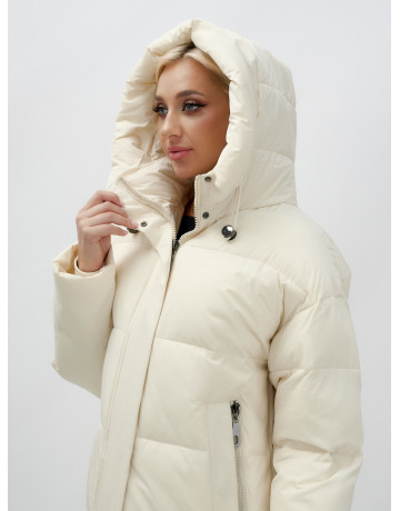 Зимняя куртка свободного кроя для женщин с трикотажными манжетами.