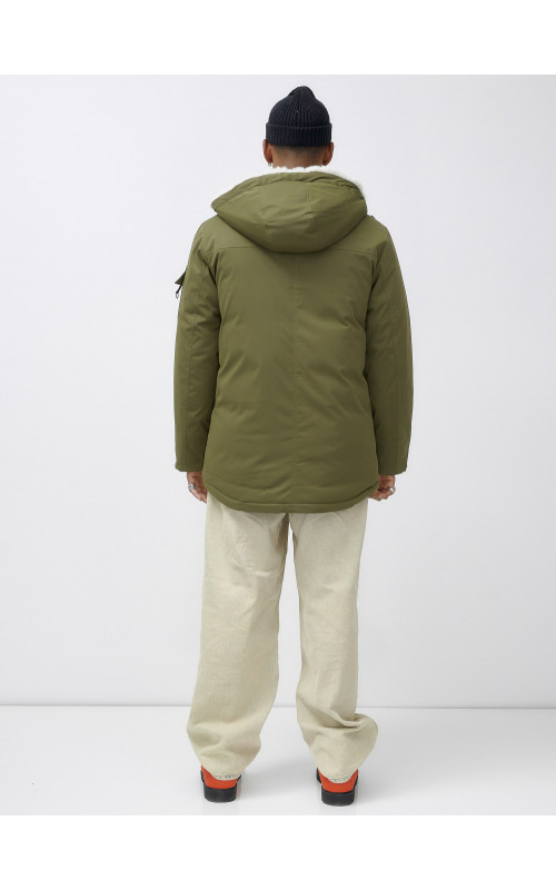 Мужская зимняя парка удлинённая с мехом, хаки, для активного отдыха в Тюмени