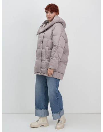 Пуховик зимний женский с капюшоном, светло-коричневый. в Тюмени