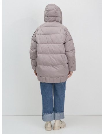 Пуховик зимний женский с капюшоном, светло-коричневый. в Тюмени