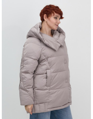 Пуховик зимний женский с капюшоном, светло-коричневый. в Тюмени