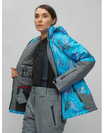 Женский горнолыжный комплект: куртка с цветочным принтом и брюки со съёмными бретелями