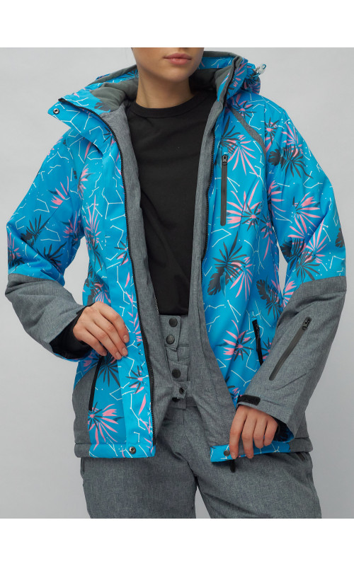 Женский горнолыжный комплект: куртка с цветочным принтом и брюки со съёмными бретелями