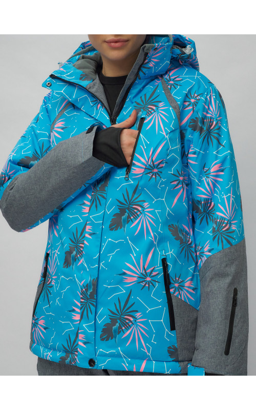 Женский горнолыжный комплект: куртка с цветочным принтом и брюки со съёмными бретелями