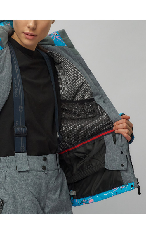 Женский горнолыжный комплект: куртка с цветочным принтом и брюки со съёмными бретелями