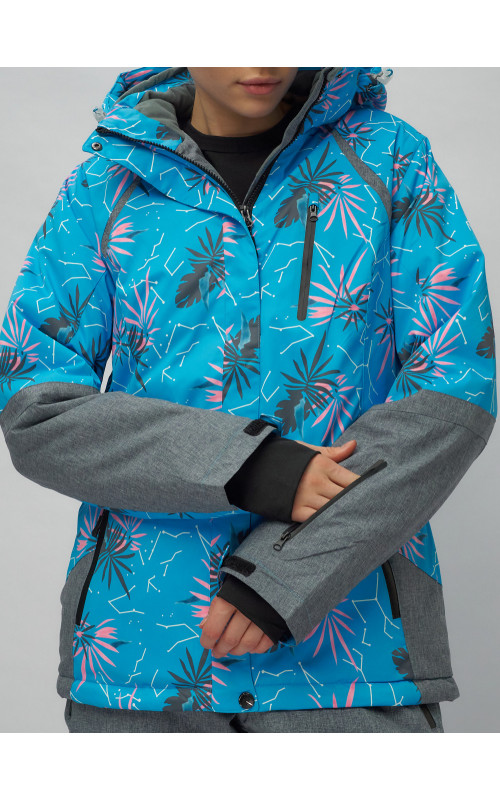 Женский горнолыжный комплект: куртка с цветочным принтом и брюки со съёмными бретелями