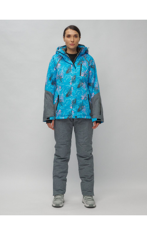 Женский горнолыжный комплект: куртка с цветочным принтом и брюки со съёмными бретелями