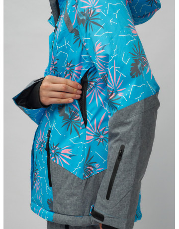 Женский горнолыжный комплект: куртка с цветочным принтом и брюки со съёмными бретелями