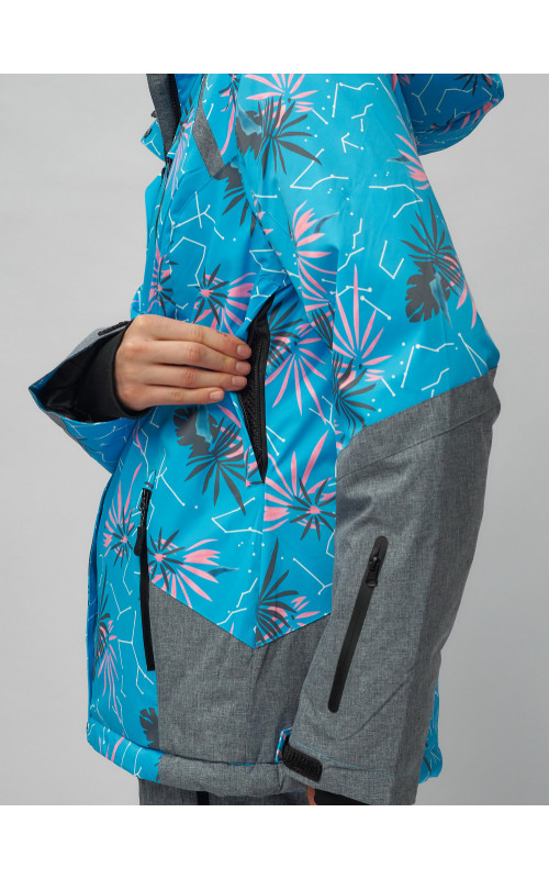 Женский горнолыжный комплект: куртка с цветочным принтом и брюки со съёмными бретелями