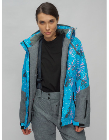 Женский горнолыжный комплект: куртка с цветочным принтом и брюки со съёмными бретелями