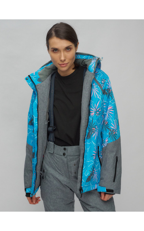 Женский горнолыжный комплект: куртка с цветочным принтом и брюки со съёмными бретелями