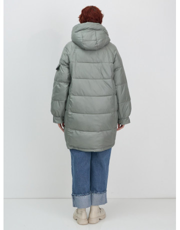 Зимний женский пуховик с капюшоном, зелёный. в Тюмени