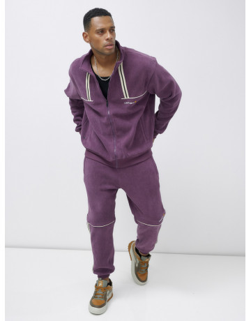 Мужской демисезонный спортивный костюм на флисе, фиолетовый, для спорта. в Тюмени