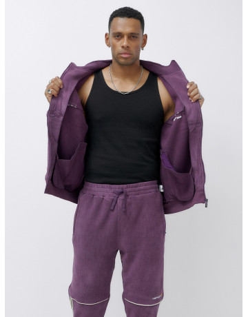 Мужской демисезонный спортивный костюм на флисе, фиолетовый, для спорта. в Тюмени