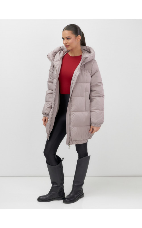 Пуховик женский зимний большой размер светло-коричневый. в Тюмени