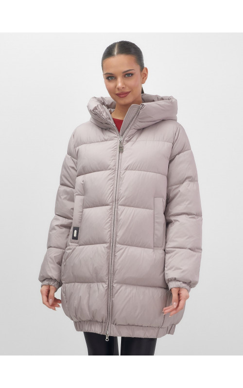 Пуховик женский зимний большой размер светло-коричневый. в Тюмени