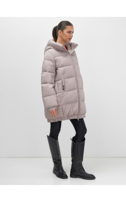 Пуховик женский зимний большой размер светло-коричневый. в Тюмени