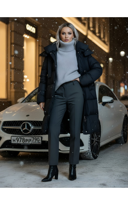 Длинный зимний пуховик для женщин