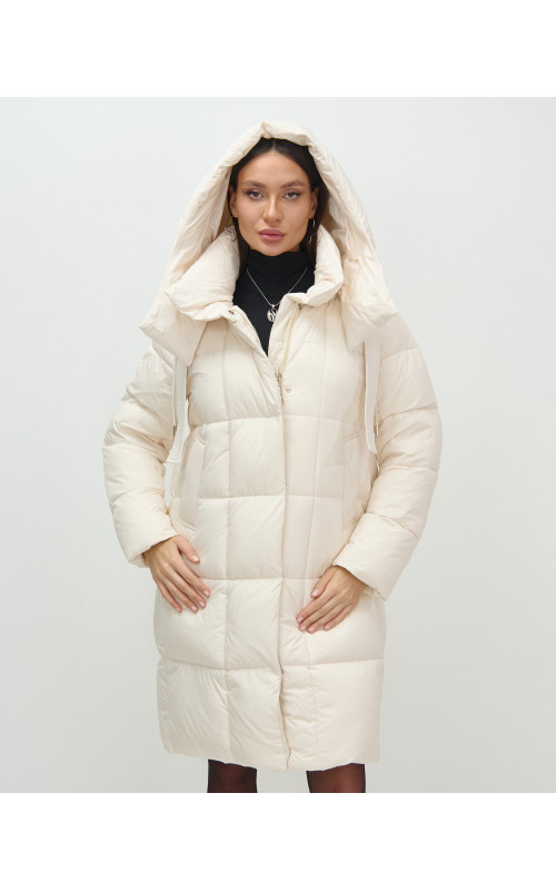 Длинный женский пуховик с капюшоном для зимы