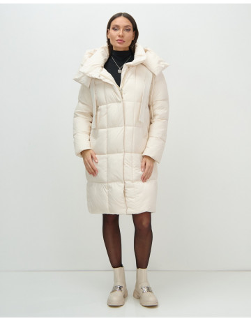 Длинный женский пуховик с капюшоном для зимы