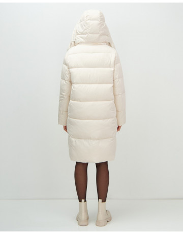 Длинный женский пуховик с капюшоном для зимы