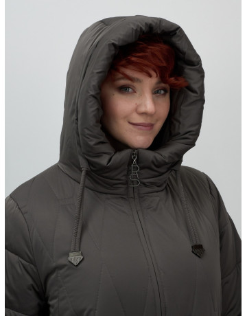 Длинный зимний пуховик для женщин с капюшоном.