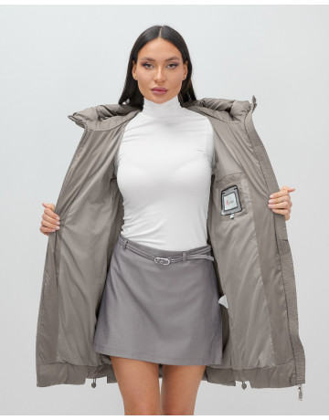 Пуховик зимний женский с капюшоном, серый. в Тюмени