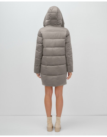 Пуховик зимний женский с капюшоном, серый. в Тюмени