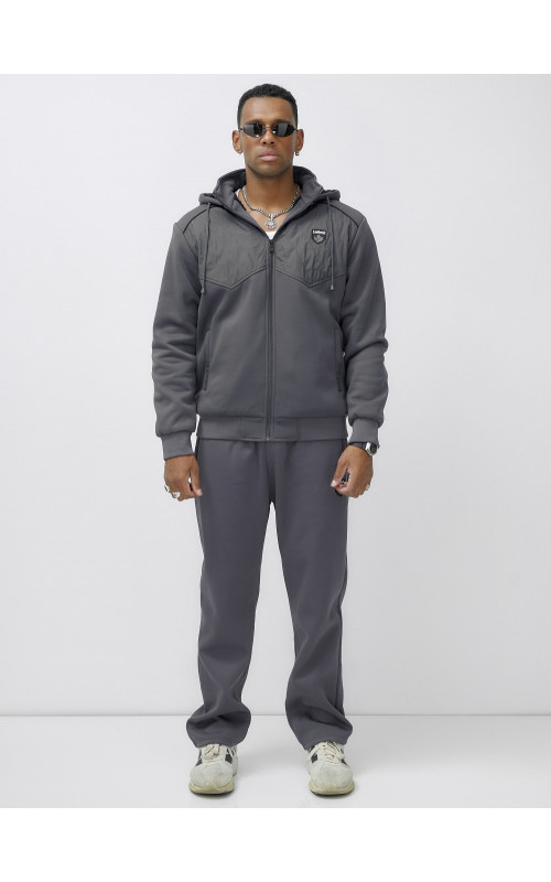 Мужской зимний спортивный костюм с начёсом, серый, для активного отдыха. в Тюмени