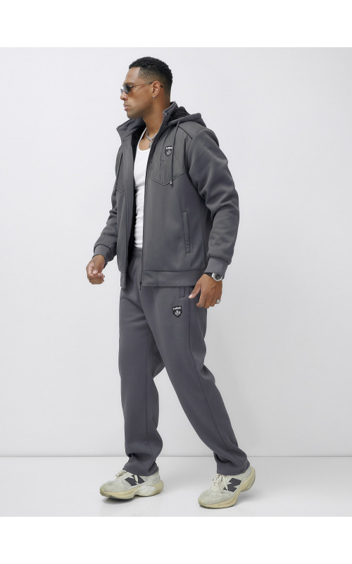 Мужской зимний спортивный костюм с начёсом, серый, для активного отдыха. в Тюмени