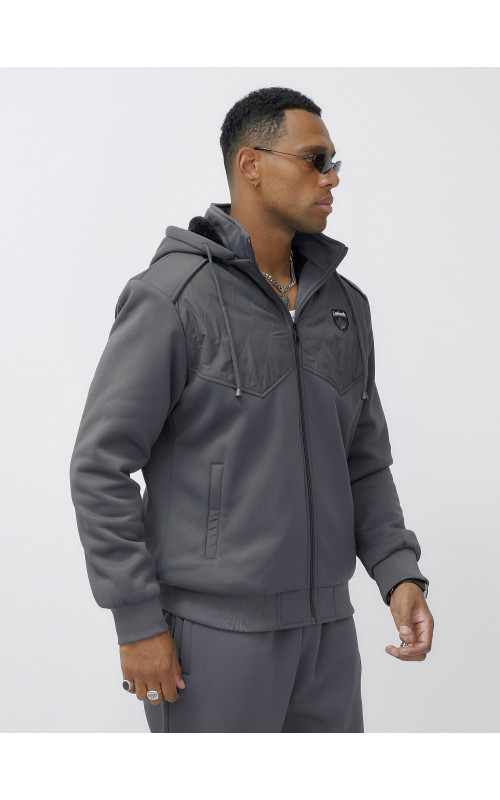 Мужской зимний спортивный костюм с начёсом, серый, для активного отдыха. в Тюмени