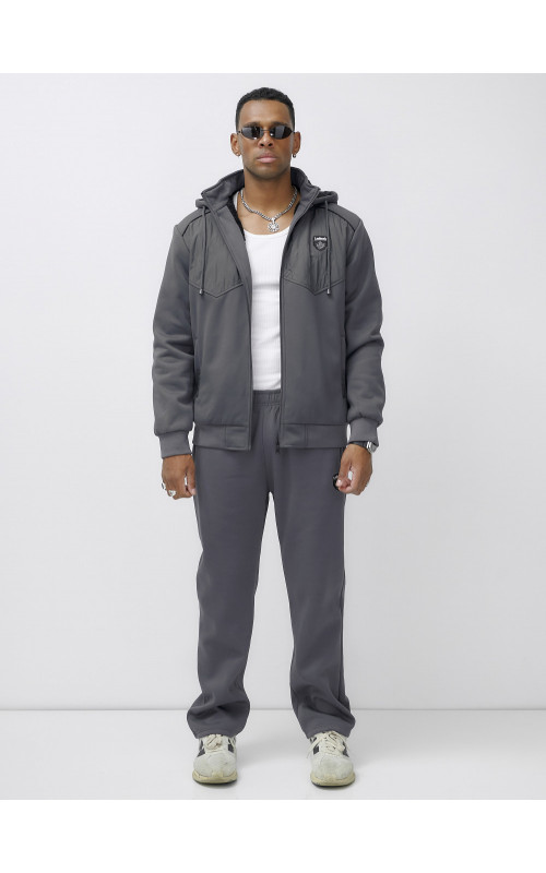 Мужской зимний спортивный костюм с начёсом, серый, для активного отдыха. в Тюмени