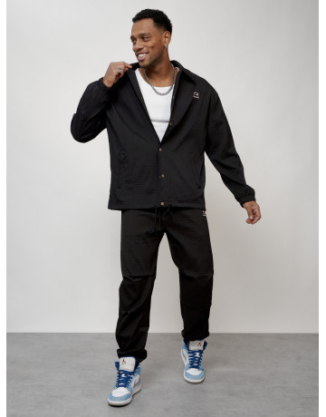 Мужской спортивный костюм для занятий спортом, чёрный, модный. в Тюмени