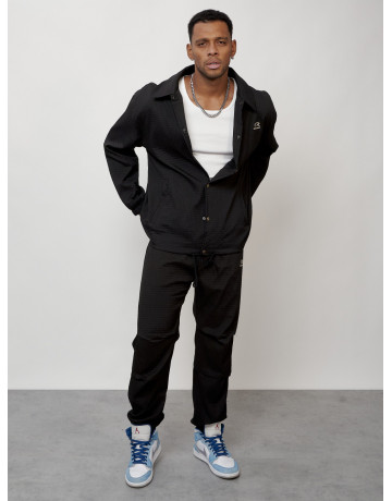 Мужской спортивный костюм для занятий спортом, чёрный, модный. в Тюмени