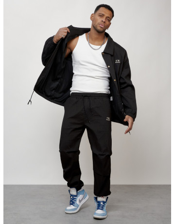 Мужской спортивный костюм для занятий спортом, чёрный, модный. в Тюмени