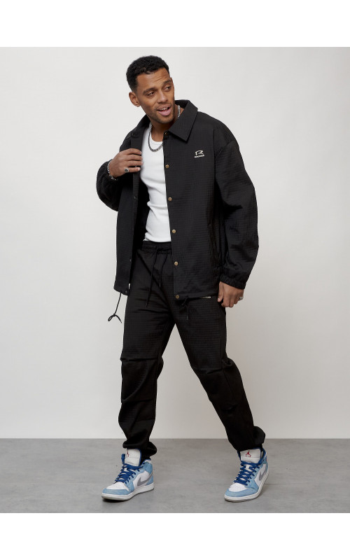 Мужской спортивный костюм для занятий спортом, чёрный, модный. в Тюмени