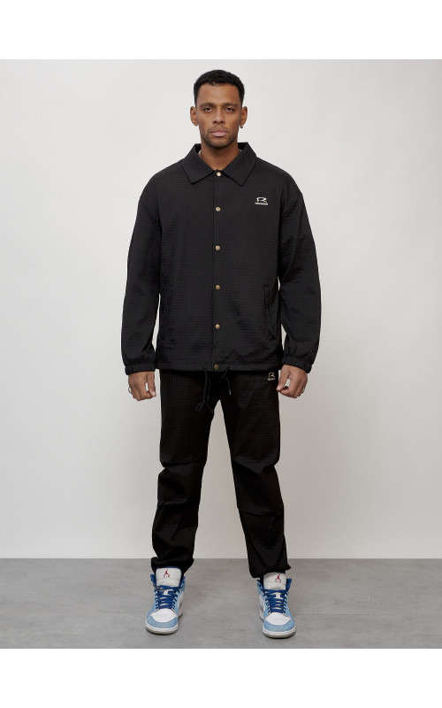 Мужской спортивный костюм для занятий спортом, чёрный, модный. в Тюмени