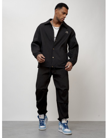 Мужской спортивный костюм для занятий спортом, чёрный, модный. в Тюмени