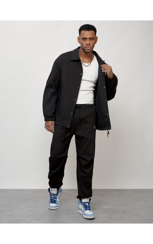 Мужской спортивный костюм для занятий спортом, чёрный, модный. в Тюмени