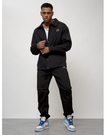 Мужской спортивный костюм для занятий спортом, чёрный, модный. в Тюмени